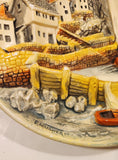 Vintage Ideal Artware Ltd. E. W. Usher Coastal Seaside Scene 12" 3D Chalkware Wall Plaque