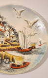 Vintage Ideal Artware Ltd. E. W. Usher Coastal Seaside Scene 12" 3D Chalkware Wall Plaque