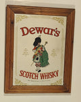 Vintage Dewar's Scotch Whisky 10 3/4" x 14" Wood Framed Pub Mirror