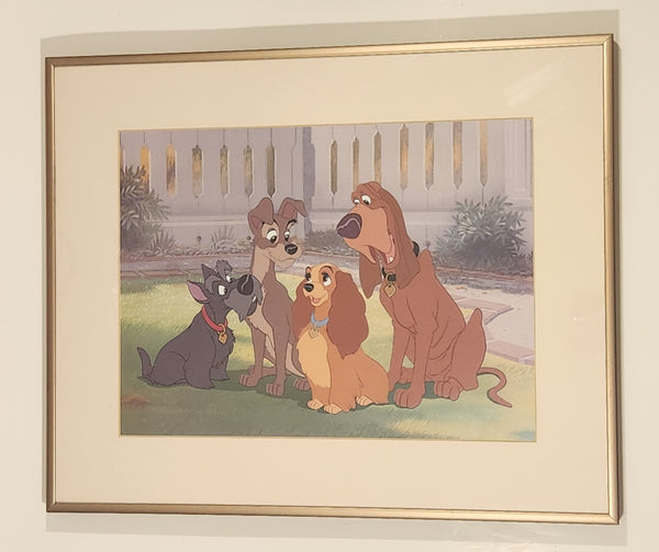 Disney Commemorative Lady and The Tramp with Jock and Trusty Framed Lithograph