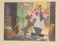 Disney Commemorative Lady and The Tramp with Tony Holding A Plate of Spaghetti Framed Lithograph