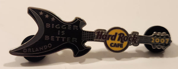 2007 Hard Rock Cafe Orlando Bigger Is Better Guitar Shaped Enamel Metal Lapel Pin