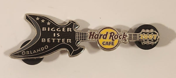 2007 Hard Rock Cafe Orlando Bigger Is Better Guitar Shaped Enamel Metal Lapel Pin