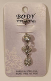 Clear Sparkling Belly Button Ring Navel Body Piercing Surgical Steel 316L Nickel Free No Fade New On Card