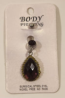 Purple and Yellow Green Belly Button Ring Navel Body Piercing Surgical Steel 316L Nickel Free No Fade New On Card