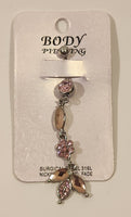 Pink Sparkling and Flat Pink Button Ring Navel Body Piercing Surgical Steel 316L Nickel Free No Fade New On Card