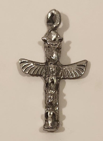 Vintage Aboriginal Native Eagle Totem Pole Sterling Silver Pendant