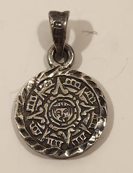 Vintage Mexican Mayan Calendar Sterling Silver Pendant