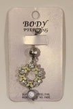 Clear Sparkling and White Button Ring Navel Body Piercing Surgical Steel 316L Nickel Free No Fade New On Card