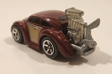 2010 Hot Wheels Volkswagen Beetle (Tooned) Metalflake Dark Red Die Cast Toy Car Vehicle