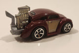 2010 Hot Wheels Volkswagen Beetle (Tooned) Metalflake Dark Red Die Cast Toy Car Vehicle