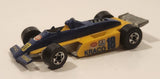 1989 Hot Wheels Thunderstreak Formula Fever Yellow and Blue Die Cast Toy Race Car Vehicle