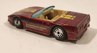 1989 Hot Wheels Speed Fleet Custom Corvette Convertible Dark Red Die Cast Toy Car Vehicle