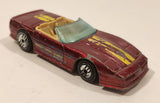 1989 Hot Wheels Speed Fleet Custom Corvette Convertible Dark Red Die Cast Toy Car Vehicle