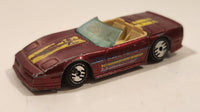 1989 Hot Wheels Speed Fleet Custom Corvette Convertible Dark Red Die Cast Toy Car Vehicle