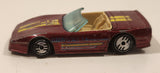 1989 Hot Wheels Speed Fleet Custom Corvette Convertible Dark Red Die Cast Toy Car Vehicle