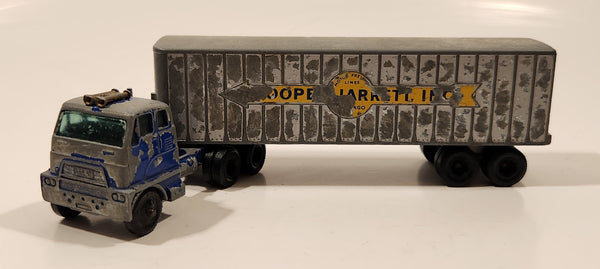 Vintage Lesney Matchbox Major Pack M-9 Inter-State Double Freighter Cooper Jarrett International Hendrickson Tractor Blue and Grey Die Cast Toy Racing Car Vehicle