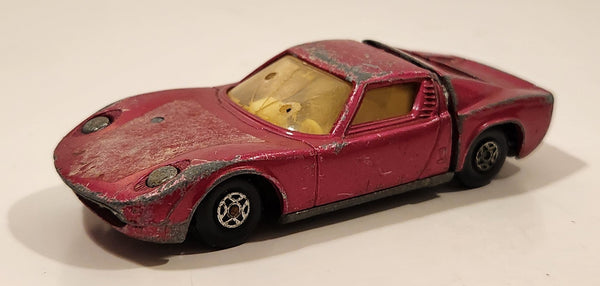 Vintage 1978 Lesney Matchbox Speed Kings K-24 Lamborghini Miura Pink Die Cast Toy Car Vehicle