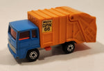 Vintage 1982 Lesney Matchbox Superfast No. 36 Colectomatic Refuse Truck Blue and Orange Garbage Pickup Die Cast Toy Car Vehicle with Sliding Compactor