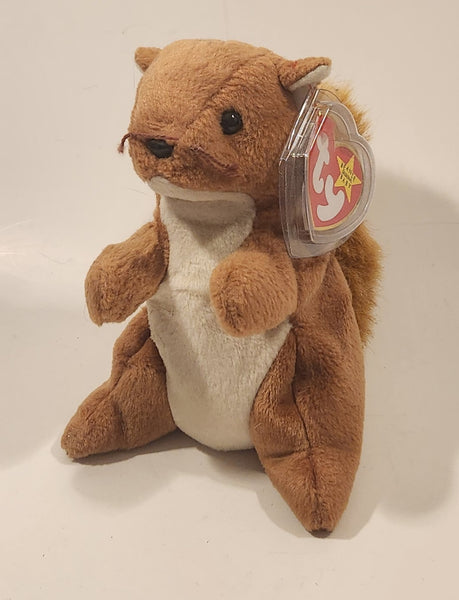 1996 Ty Beanie Baby 'Nut' Squirrel 6" Stuffed Plush Toy New with tag