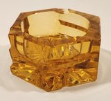 Vintage Hexagon Orange Amber Glass Cigarette Ashtray