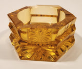 Vintage Hexagon Orange Amber Glass Cigarette Ashtray