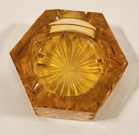 Vintage Hexagon Orange Amber Glass Cigarette Ashtray
