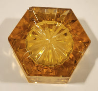 Vintage Hexagon Orange Amber Glass Cigarette Ashtray