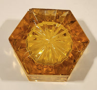 Vintage Hexagon Orange Amber Glass Cigarette Ashtray