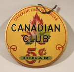 Antique 1930s Canadian Club 5 Cent Cigar Different From All Others 7" Double Sided Cardboard Store Advertising Sign