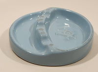 Vintage Masonic Free Masons Light Blue Heavy Pottery Ashtray