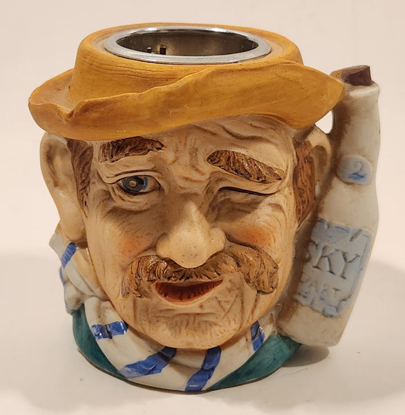 Vintage 1950s Fisherman Drunken Sailor Head Bust Ceramic Table Lighter Holder