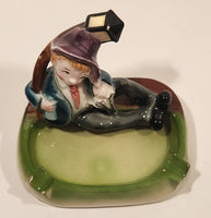 Vintage Hobo Drunk Laying with Lamp Post Ceramic Ashtray Made in Japan