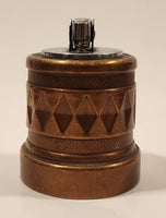 Vintage Auer Textured Checkered Diamond Brass Copper Table Lighter