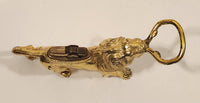 Rare Vintage Lion Shaped Gold Tone Table Lighter Bottle Opener