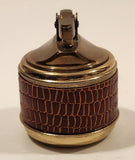 Vintage Brown Faux Alligator Skin Pattern Leather Wrapped Table Lighter Made in Japan