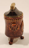 Vintage Minxie Caeser Coin Motif Brown Embossed Ceramic Table Lighter