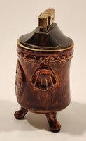 Vintage Minxie Caeser Coin Motif Brown Embossed Ceramic Table Lighter