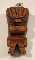 Vintage Carved Milo Wood Tiki God Table Lighter Made in Hawaii