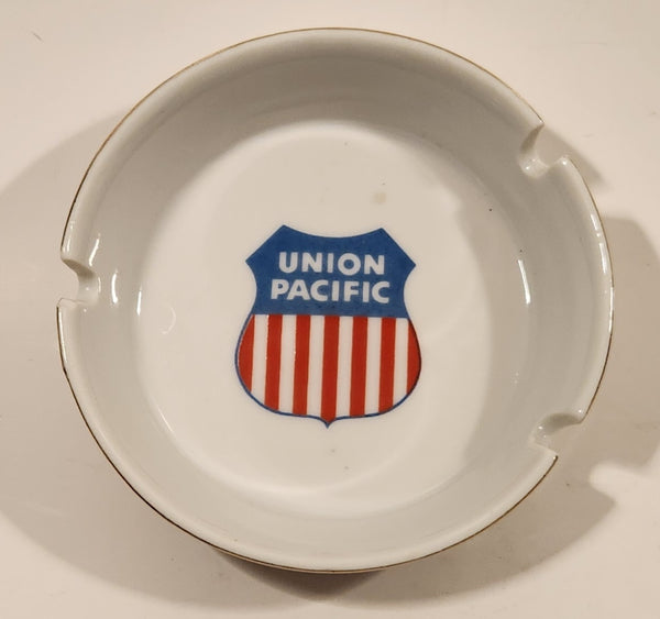 Vintage Union Pacific Railroad White Porcelain Ashtray