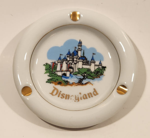 Vintage Walt Disney Productions Disneyland Castle White Gold Trim Porcelain Ash Tray