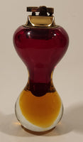 Vintage Minxie Murano Hour Glass Shaped Blood Red and Yellow Art Glass Table Lighter