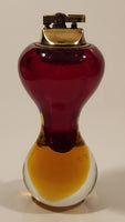 Vintage Minxie Murano Hour Glass Shaped Blood Red and Yellow Art Glass Table Lighter