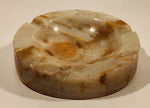 Vintage Round Heavy Onyx Stone Ashtray