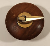 Vintage Ronson Round Teak Wood Table Lighter with Ring Brass Feet