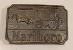 Vintage Marlboro Tobacco Post Office Railroad Express Horse Drawn Stage Coach Embossed Metal Belt Buckle