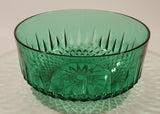 Vintage Arcoroc Wexford Starburst 9" Emerald Green Crystal Glass Bowl Made in France
