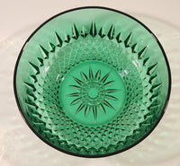 Vintage Arcoroc Wexford Starburst 9" Emerald Green Crystal Glass Bowl Made in France