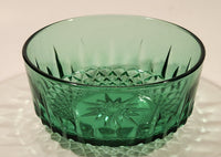 Vintage Arcoroc Wexford Starburst 4 3/4" Emerald Green Crystal Glass Bowl Made in France