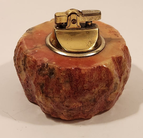 Vintage 1960s Romano Bianchi Hand Made Heavy Red Alabaster Stone Table Lighter